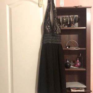 Black halter party dress